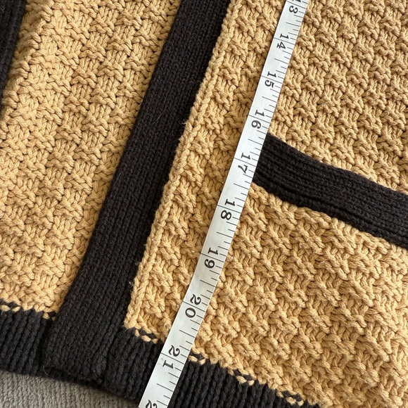 Preswick & Moore Camel Black Trim Cardigan Women’s M Cotton Knit Fall Parisian - Picture 4 of 7